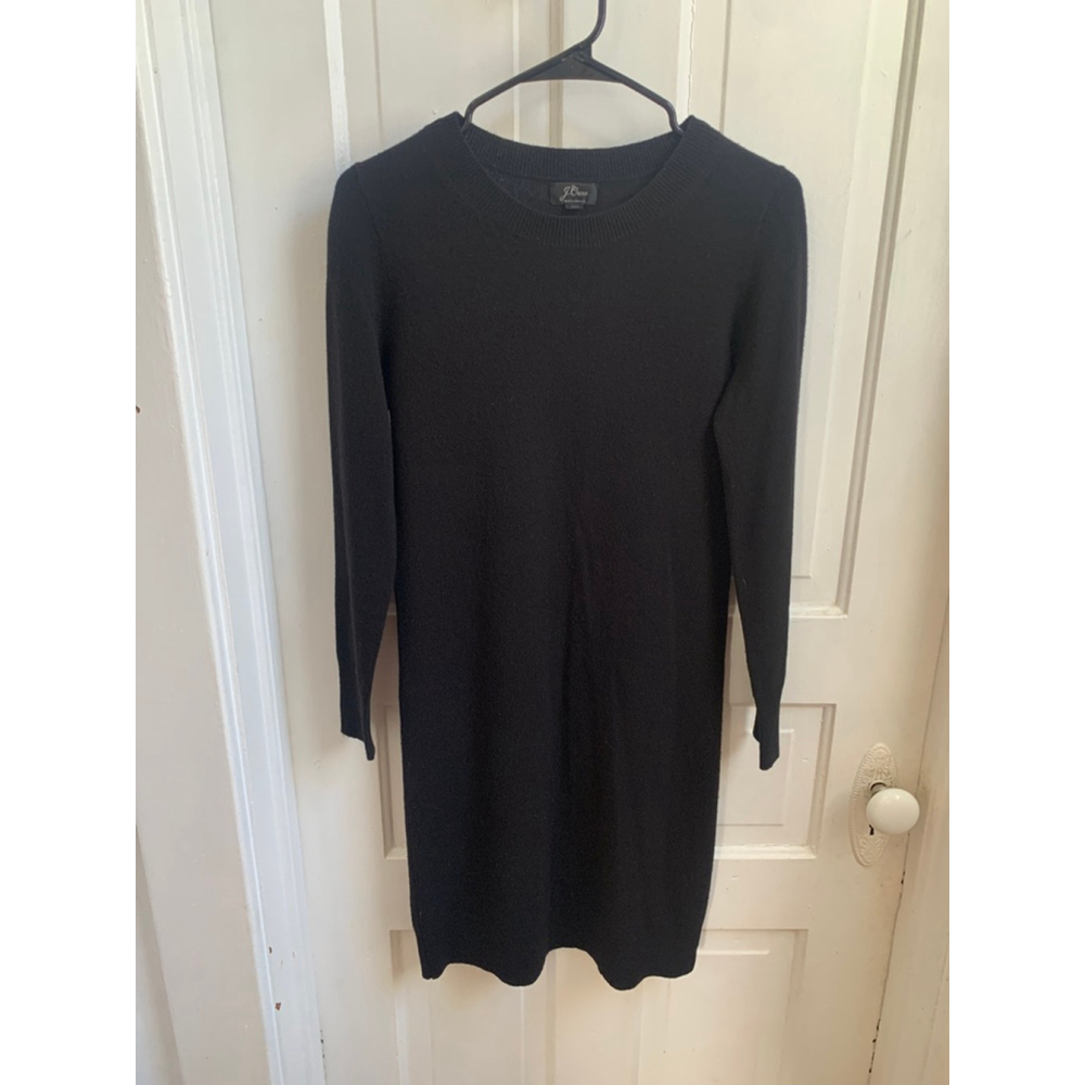 J Crew Black Cashmere Long Sleeve Midi Dress XS